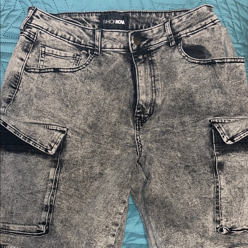 Fashion Nova Black Washed Cargo Pants